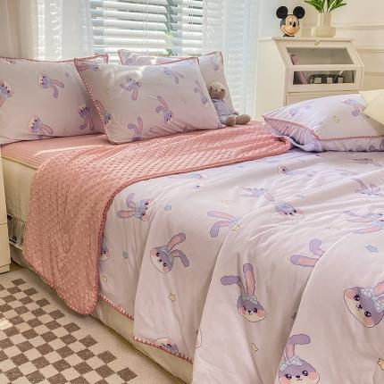 91家纺网 家纺一手货源 找家纺 （总）花漾 2024新款A类针织棉凉感丝夏被凉席四件套自然光