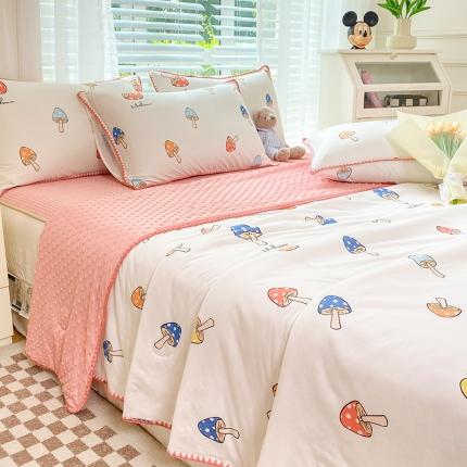 91家纺网 家纺一手货源 找家纺 （总）花漾 2024新款A类针织棉凉感丝夏被凉席四件套自然光