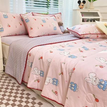 91家纺网 家纺一手货源 找家纺 （总）花漾 2024新款A类针织棉凉感丝夏被凉席四件套自然光