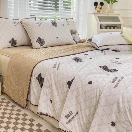 91家纺网 家纺一手货源 找家纺 （总）花漾 2024新款A类针织棉凉感丝夏被凉席四件套自然光