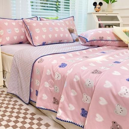 91家纺网 家纺一手货源 找家纺 （总）花漾 2024新款A类针织棉凉感丝夏被凉席四件套自然光