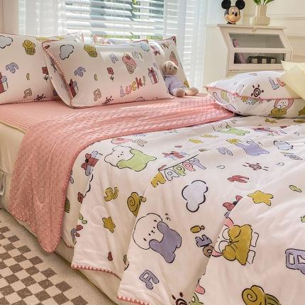 91家纺网 家纺一手货源 找家纺 （总）花漾 2024新款A类针织棉凉感丝夏被凉席四件套自然光