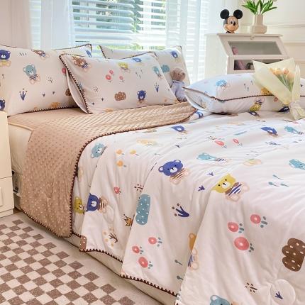 91家纺网 家纺一手货源 找家纺 （总）花漾 2024新款A类针织棉凉感丝夏被凉席四件套自然光