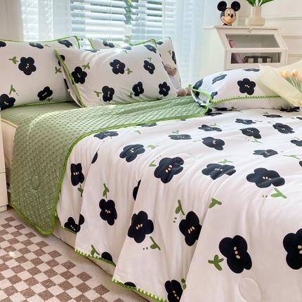 91家纺网 家纺一手货源 找家纺 （总）花漾 2024新款A类针织棉凉感丝夏被凉席四件套自然光