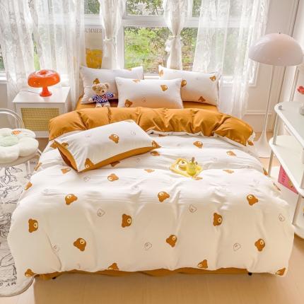 91家纺网 家纺一手货源 找家纺 (总）米瑞娜 2024新款春夏105克双层纱水洗棉麻印花四件套 