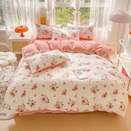 91家纺网 家纺一手货源 找家纺 (总）米瑞娜 2024新款春夏105克双层纱水洗棉麻印花四件套 