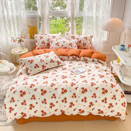 91家纺网 家纺一手货源 找家纺 (总）米瑞娜 2024新款春夏105克双层纱水洗棉麻印花四件套 