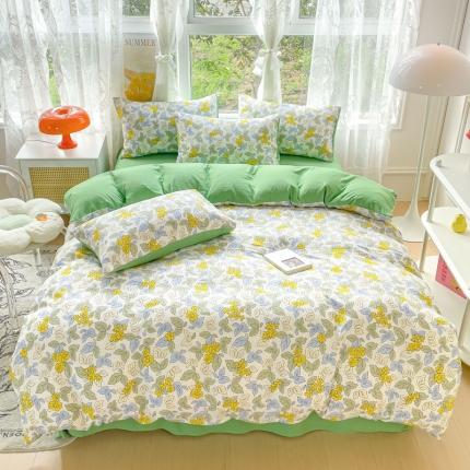 91家纺网 家纺一手货源 找家纺 (总）米瑞娜 2024新款春夏105克双层纱水洗棉麻印花四件套 