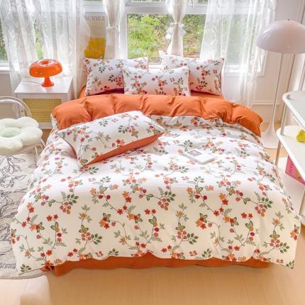 91家纺网 家纺一手货源 找家纺 (总）米瑞娜 2024新款春夏105克双层纱水洗棉麻印花四件套 