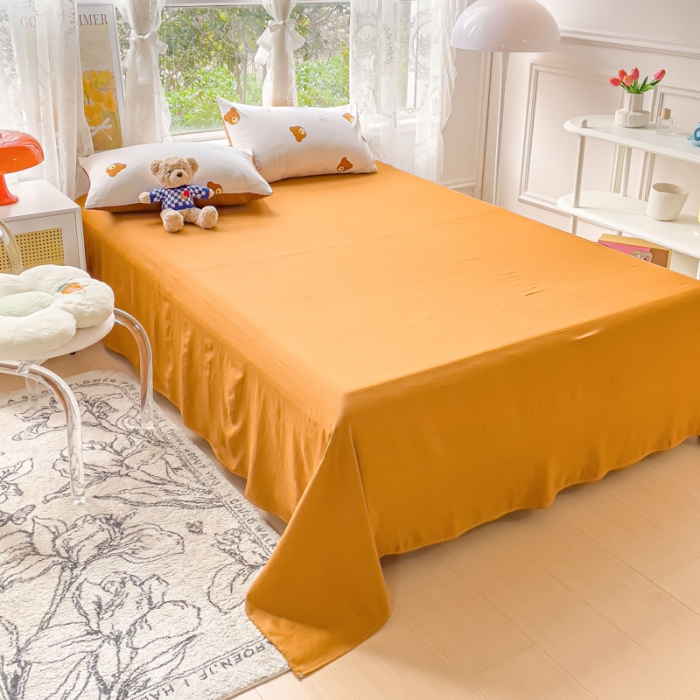 91家纺网 家纺一手货源 找家纺 米瑞娜 2024新款春夏105克双层纱水洗棉麻印花四件套  巧克栗