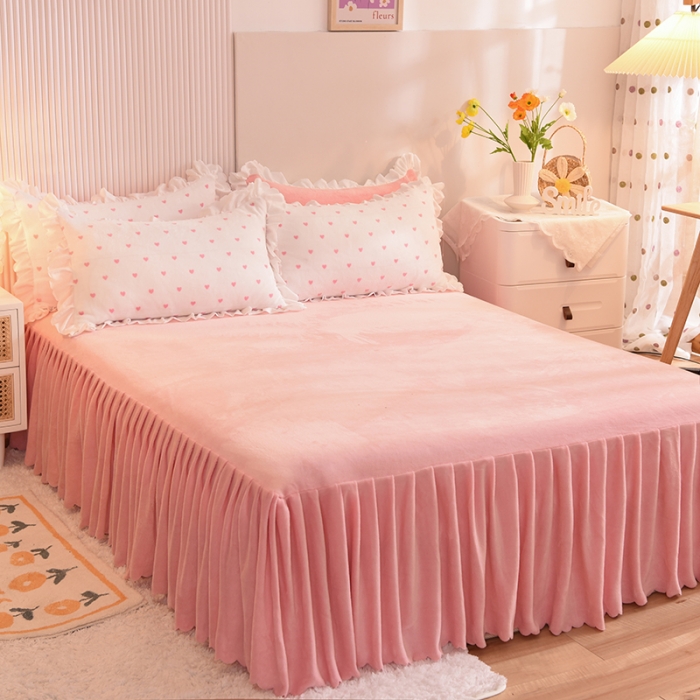 91家纺网 家纺一手货源 找家纺 （总）金盛皇朝新款牛奶水晶宝宝绒韩版荷叶边床裙款四件套