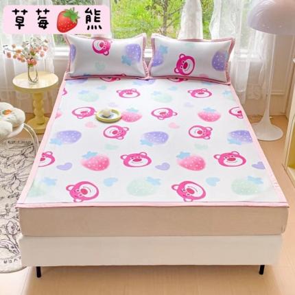 91家纺网 家纺一手货源 找家纺 玖琳家纺 2024新款迪士尼凉感针织复合三明治凉席三件套 草莓熊