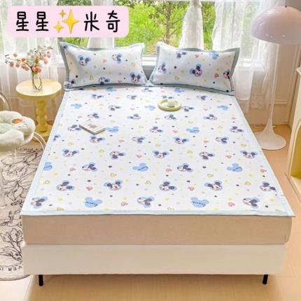 91家纺网 家纺一手货源 找家纺 玖琳家纺 2024新款迪士尼凉感针织复合三明治凉席三件套 星星米奇