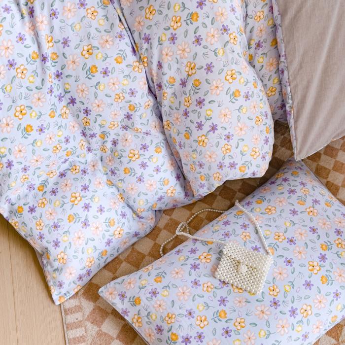 91家纺网 家纺一手货源 找家纺 苏东来2023全棉母婴双层纱印花四件套长绒纯棉麻色织提花磨毛夏被四件套 万紫千红