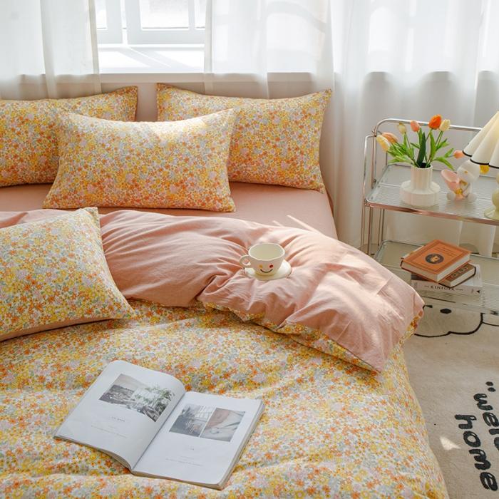 91家纺网 家纺一手货源 找家纺 苏东来2023全棉母婴双层纱印花四件套长绒纯棉麻色织提花磨毛夏被四件套 百花齐放