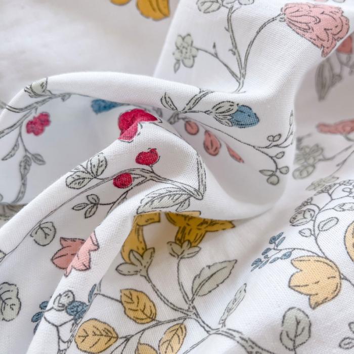 91家纺网 家纺一手货源 找家纺 苏东来2023全棉母婴双层纱印花四件套长绒纯棉麻色织提花磨毛夏被四件套 含苞欲放