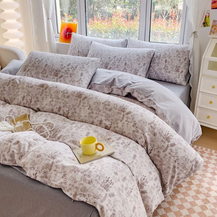 91家纺网 家纺一手货源 找家纺 苏东来2023全棉母婴双层纱印花四件套长绒纯棉麻色织提花磨毛夏被四件套 生态园