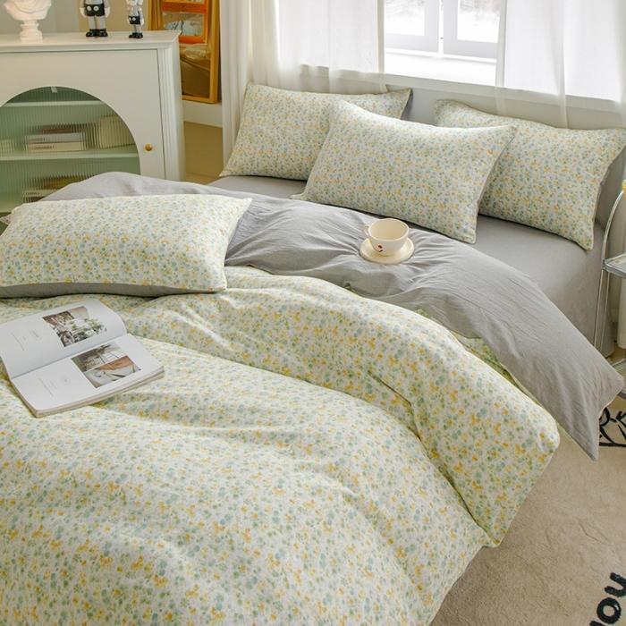 91家纺网 家纺一手货源 找家纺 苏东来2023全棉母婴双层纱印花四件套长绒纯棉麻色织提花磨毛夏被四件套 仲夏