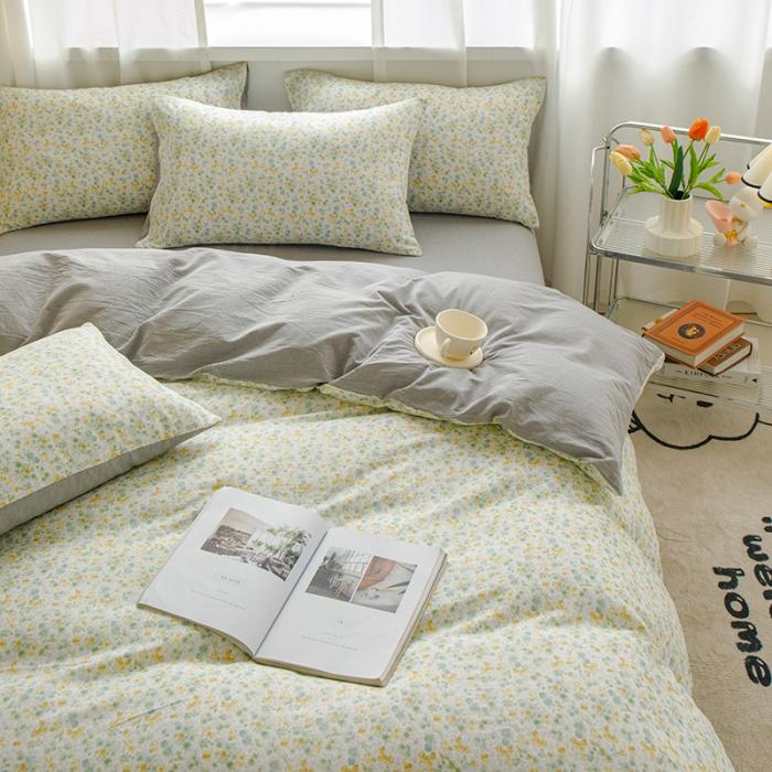 91家纺网 家纺一手货源 找家纺 苏东来2023全棉母婴双层纱印花四件套长绒纯棉麻色织提花磨毛夏被四件套 仲夏