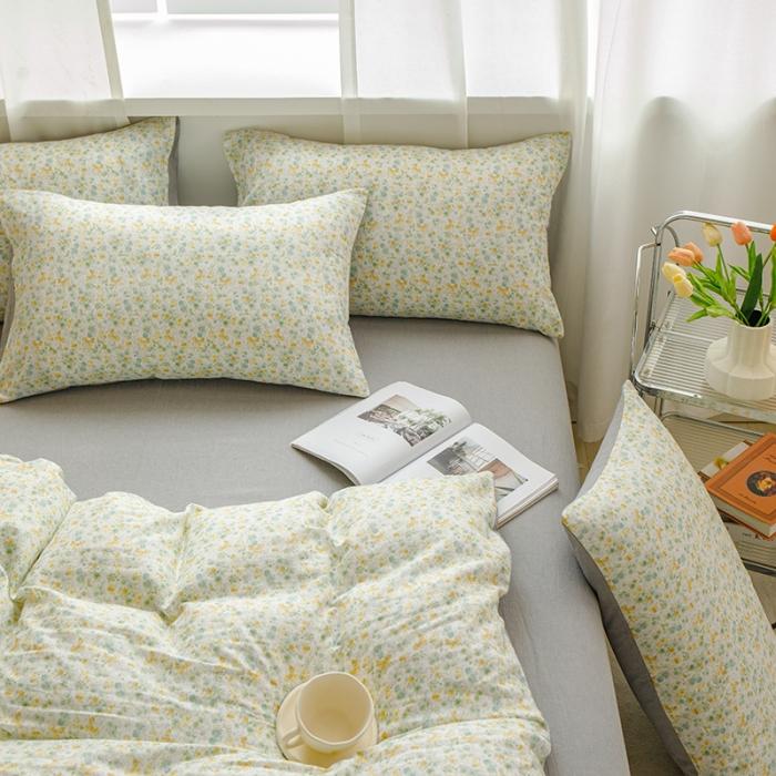 91家纺网 家纺一手货源 找家纺 苏东来2023全棉母婴双层纱印花四件套长绒纯棉麻色织提花磨毛夏被四件套 仲夏