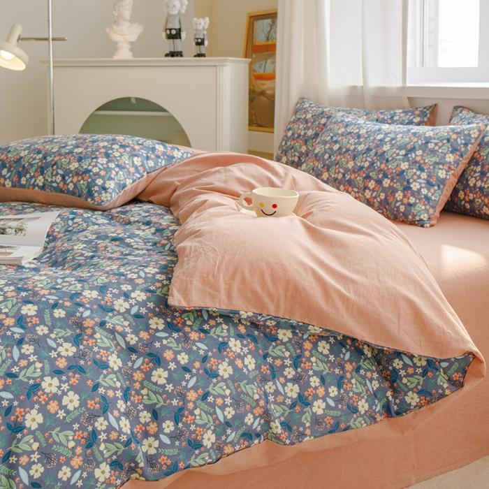 91家纺网 家纺一手货源 找家纺 苏东来2023全棉母婴双层纱印花四件套长绒纯棉麻色织提花磨毛夏被四件套 生如夏花