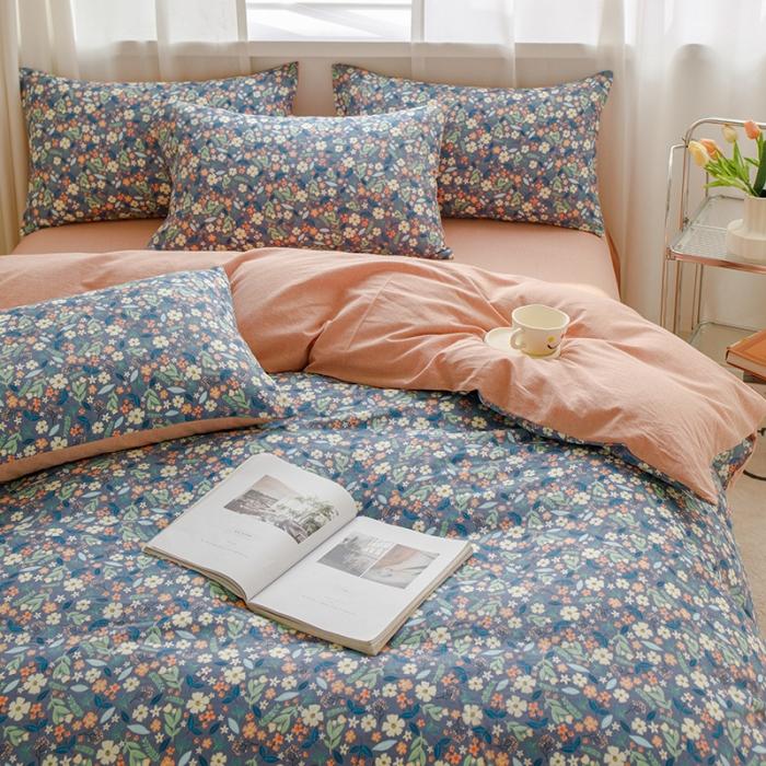 91家纺网 家纺一手货源 找家纺 苏东来2023全棉母婴双层纱印花四件套长绒纯棉麻色织提花磨毛夏被四件套 生如夏花