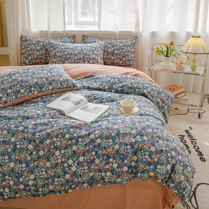 91家纺网 家纺一手货源 找家纺 苏东来2023全棉母婴双层纱印花四件套长绒纯棉麻色织提花磨毛夏被四件套 生如夏花