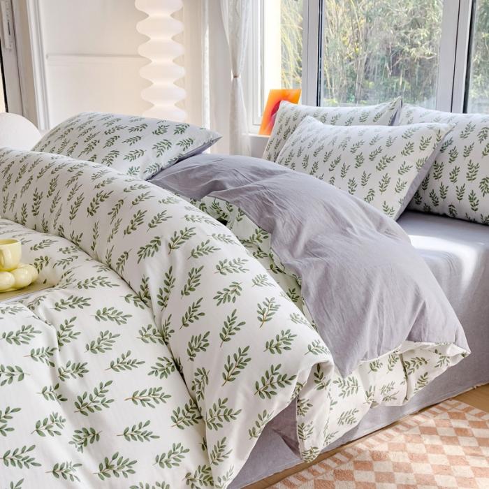 91家纺网 家纺一手货源 找家纺 苏东来2023全棉母婴双层纱印花四件套长绒纯棉麻色织提花磨毛夏被四件套 金枝玉叶