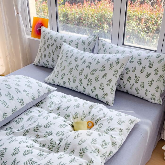 91家纺网 家纺一手货源 找家纺 苏东来2023全棉母婴双层纱印花四件套长绒纯棉麻色织提花磨毛夏被四件套 金枝玉叶