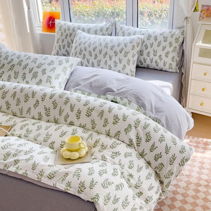 91家纺网 家纺一手货源 找家纺 苏东来2023全棉母婴双层纱印花四件套长绒纯棉麻色织提花磨毛夏被四件套 金枝玉叶