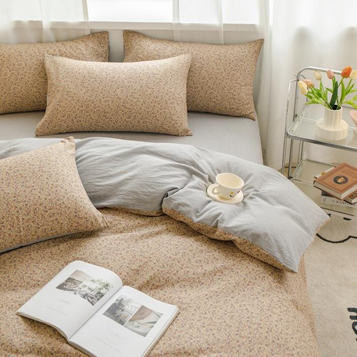 91家纺网 家纺一手货源 找家纺 苏东来2023全棉母婴双层纱印花四件套长绒纯棉麻色织提花磨毛夏被四件套 春华秋实