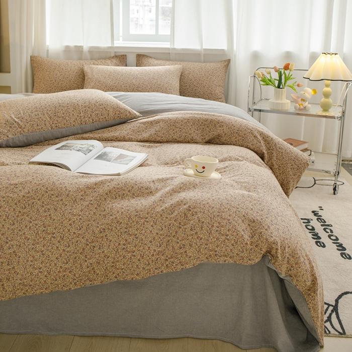 91家纺网 家纺一手货源 找家纺 苏东来2023全棉母婴双层纱印花四件套长绒纯棉麻色织提花磨毛夏被四件套 春华秋实