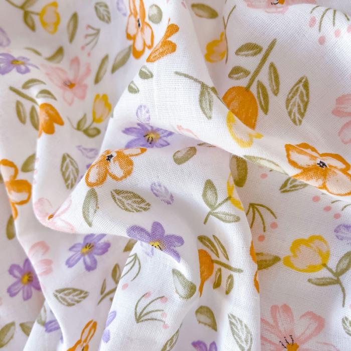 91家纺网 家纺一手货源 找家纺 苏东来2023全棉母婴双层纱印花四件套长绒纯棉麻色织提花磨毛夏被四件套 繁花似锦