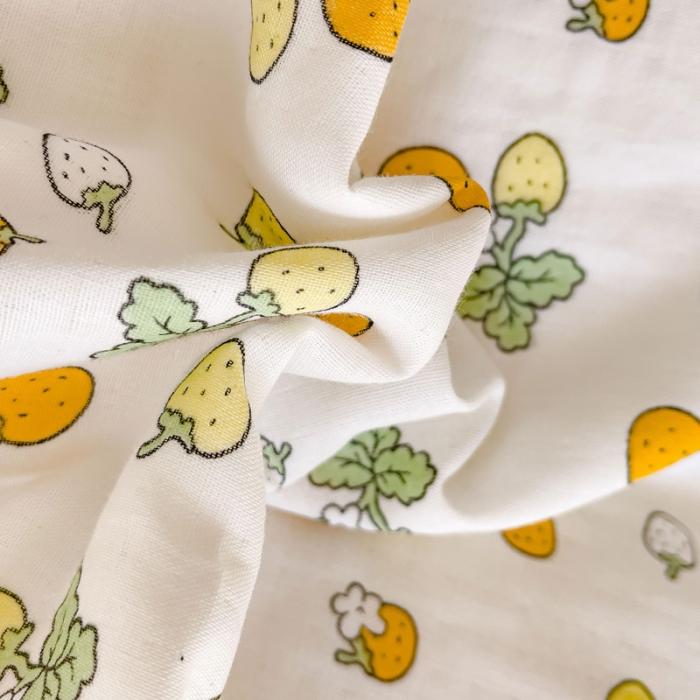 91家纺网 家纺一手货源 找家纺 苏东来2023全棉母婴双层纱印花四件套长绒纯棉麻色织提花磨毛夏被四件套 甜心草莓