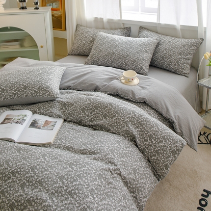 91家纺网 家纺一手货源 找家纺 苏东来2023全棉母婴双层纱印花四件套长绒纯棉麻色织提花磨毛夏被四件套 百花齐放