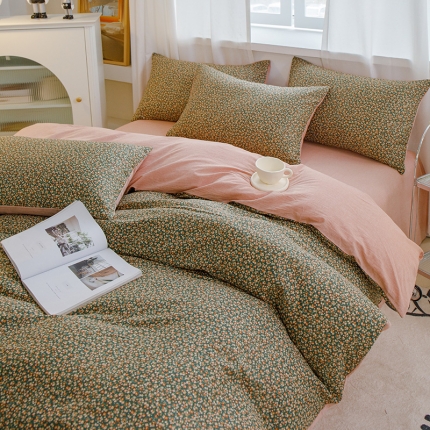 91家纺网 家纺一手货源 找家纺 苏东来2023全棉母婴双层纱印花四件套长绒纯棉麻色织提花磨毛夏被四件套 百花齐放