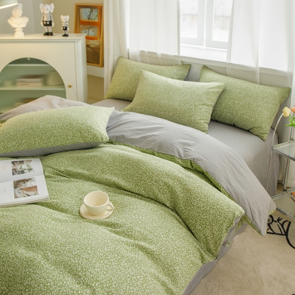 91家纺网 家纺一手货源 找家纺 苏东来2023全棉母婴双层纱印花四件套长绒纯棉麻色织提花磨毛夏被四件套 百花齐放