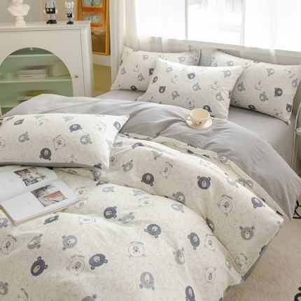 91家纺网 家纺一手货源 找家纺 苏东来2023全棉母婴双层纱印花四件套长绒纯棉麻色织提花磨毛夏被四件套 百花齐放