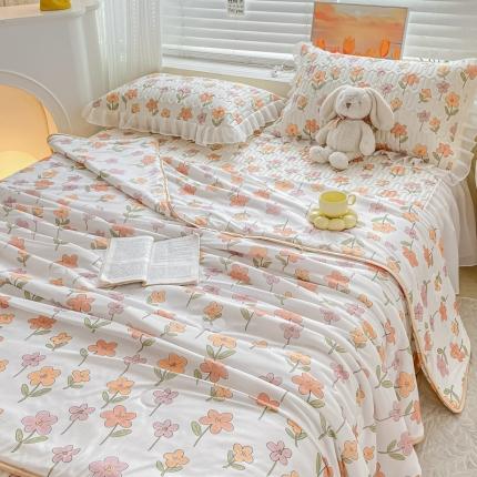 91家纺网 家纺一手货源 找家纺 （总）慕澄2023新款小版床裙款雪纺乳胶凉席夏被四件套