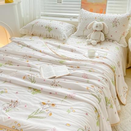 91家纺网 家纺一手货源 找家纺 （总）慕澄2023新款小版床裙款雪纺乳胶凉席夏被四件套