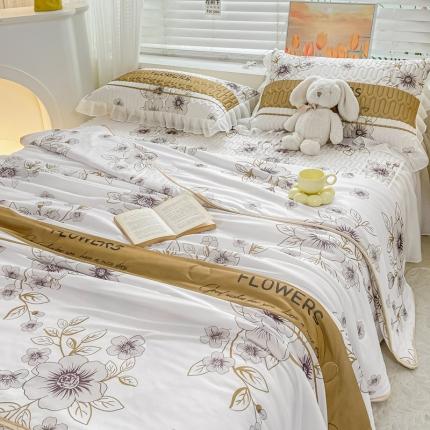 91家纺网 家纺一手货源 找家纺 （总）慕澄2023新款小版床裙款雪纺乳胶凉席夏被四件套