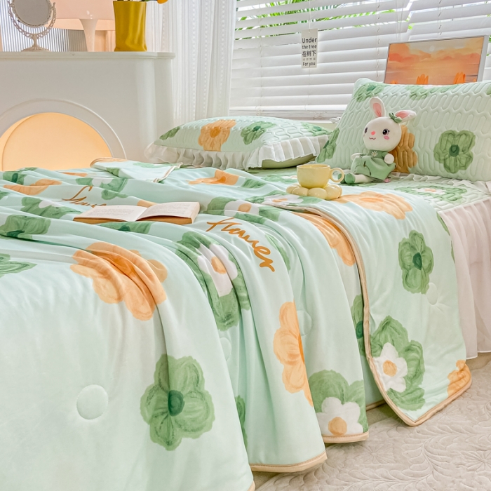 91家纺网 家纺一手货源 找家纺 慕澄2023新款小版床裙款雪纺乳胶凉席夏被四件套 幻想曲