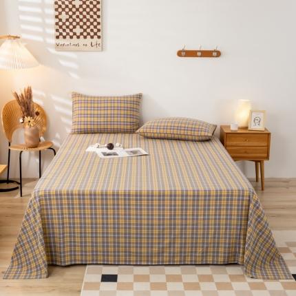 91家纺网 家纺一手货源 找家纺 九沐良品 新款A类色织水洗棉床单 芳华兰