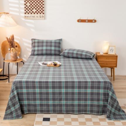 91家纺网 家纺一手货源 找家纺 九沐良品 新款A类色织水洗棉床单 芳华兰