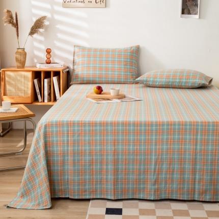 91家纺网 家纺一手货源 找家纺 (总)九沐良品 新款A类色织水洗棉床单