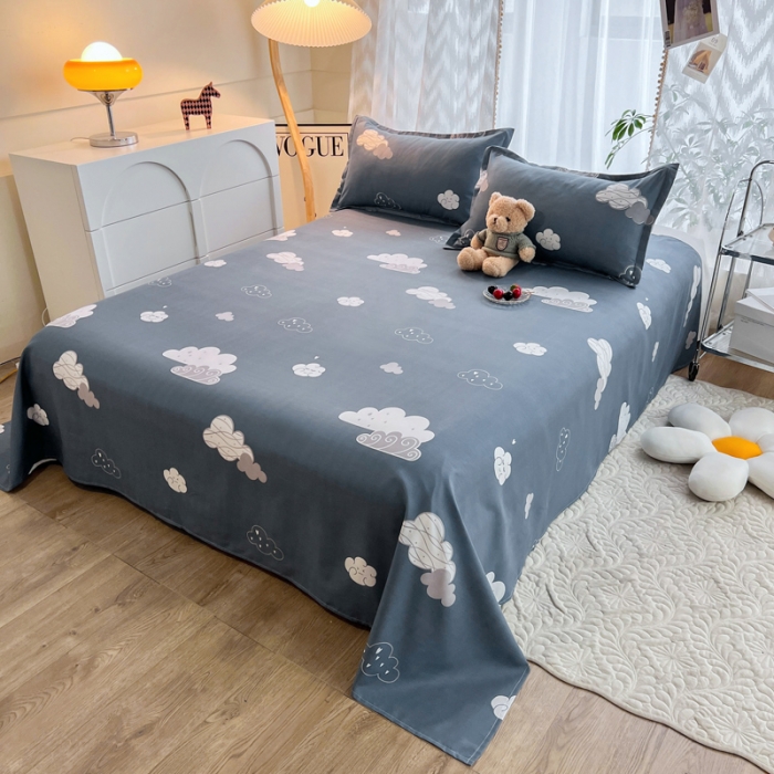 91家纺网 家纺一手货源 找家纺 维娜斯 2023新款芦荟棉单床单 可爱云朵