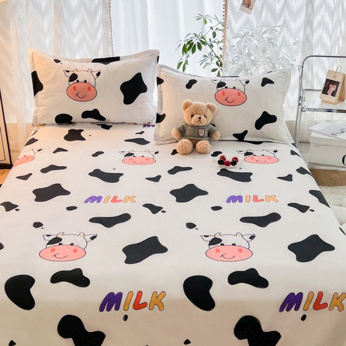 91家纺网 家纺一手货源 找家纺 维娜斯 2023新款芦荟棉单床单 开心奶牛