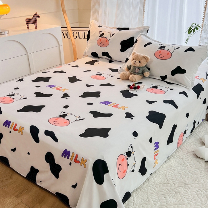 91家纺网 家纺一手货源 找家纺 维娜斯 2023新款芦荟棉单床单 开心奶牛