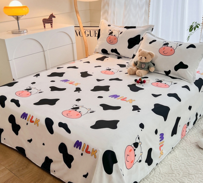 91家纺网 家纺一手货源 找家纺 维娜斯 2023新款芦荟棉单床单 开心奶牛