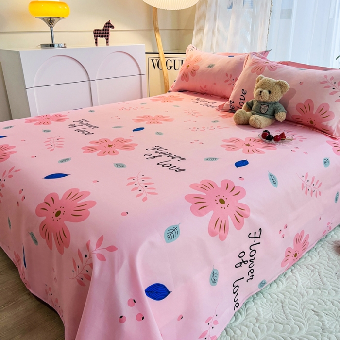 91家纺网 家纺一手货源 找家纺 维娜斯 2023新款芦荟棉单床单 花漾